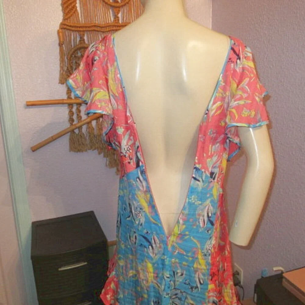 Tanya Taylor Silk Maxi Dress Size 2 Asymmetrical Tiered Iliana Ruffle Oversized